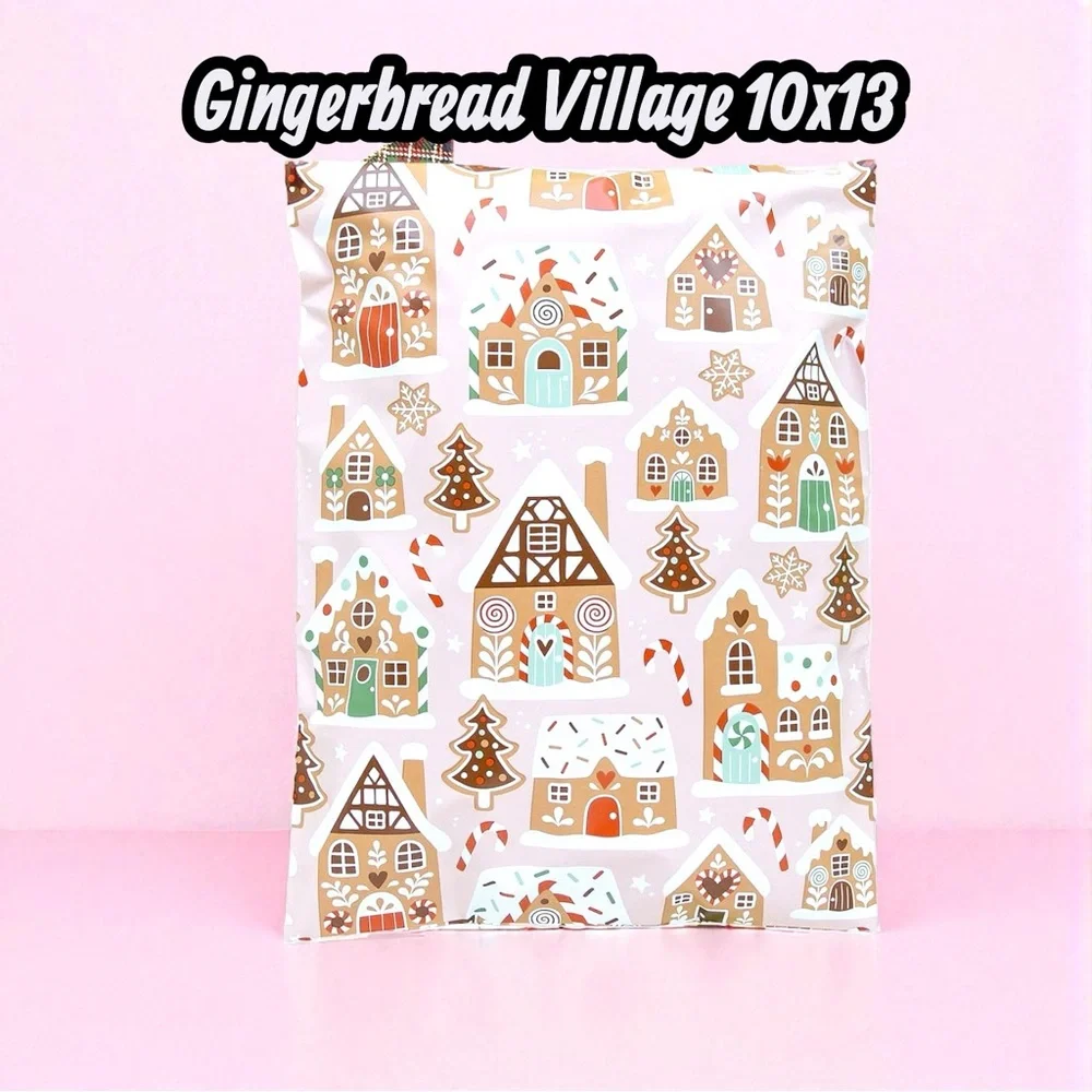 Christmas Gingerbread Village Poly Mailers 10x13 Pack of 25